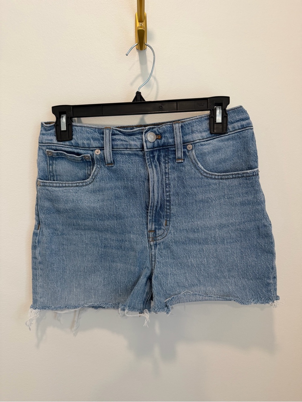 Madewell Perfect Vtg Jean Denim Distressed Shorts Womens 28 T Summer 3" Raw Hem